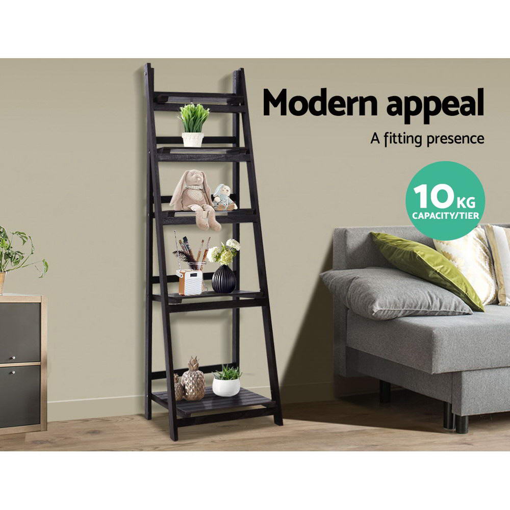 NNEDSZ Display Shelf 5 Tier Wooden Ladder Stand Storage Book Shelves Rack Coffee