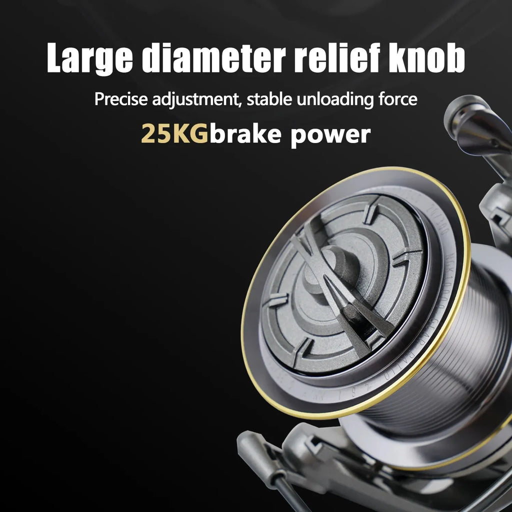 Spinning Fishing Reel 25KG Max Drag 10000 Series Silver-4