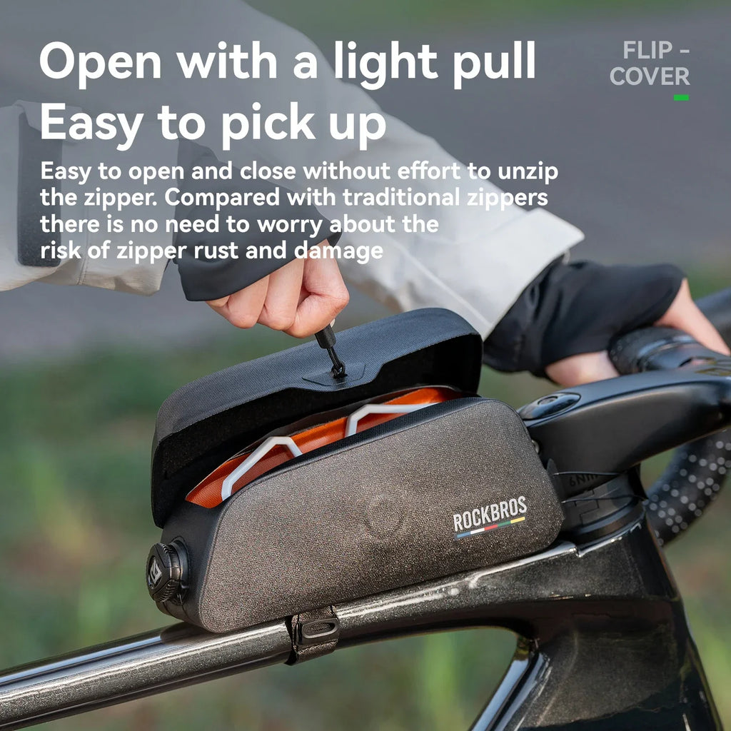 Waterproof 0.6L Top Tube Lightweight Frame Storage Bag Black-3