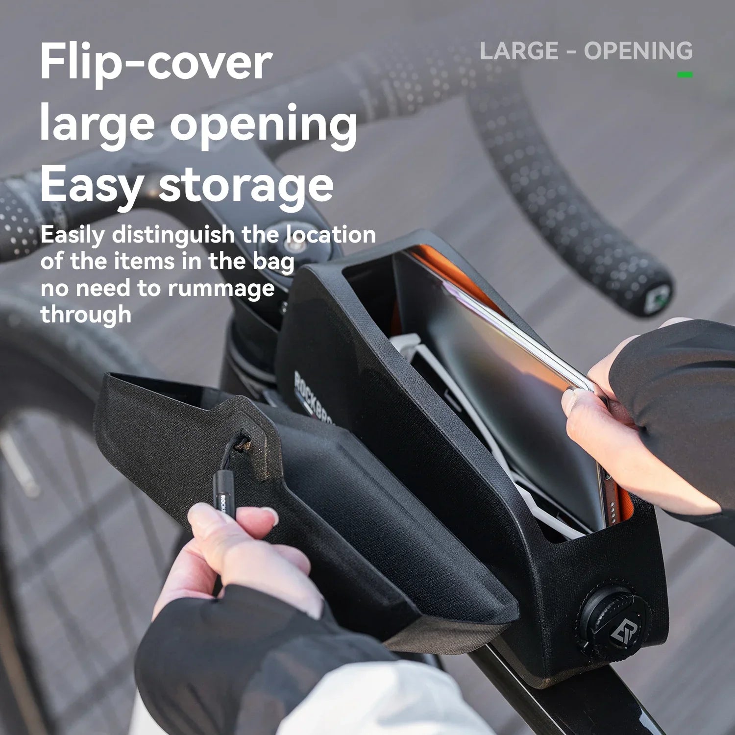 Waterproof 0.6L Top Tube Lightweight Frame Storage Bag Black-4