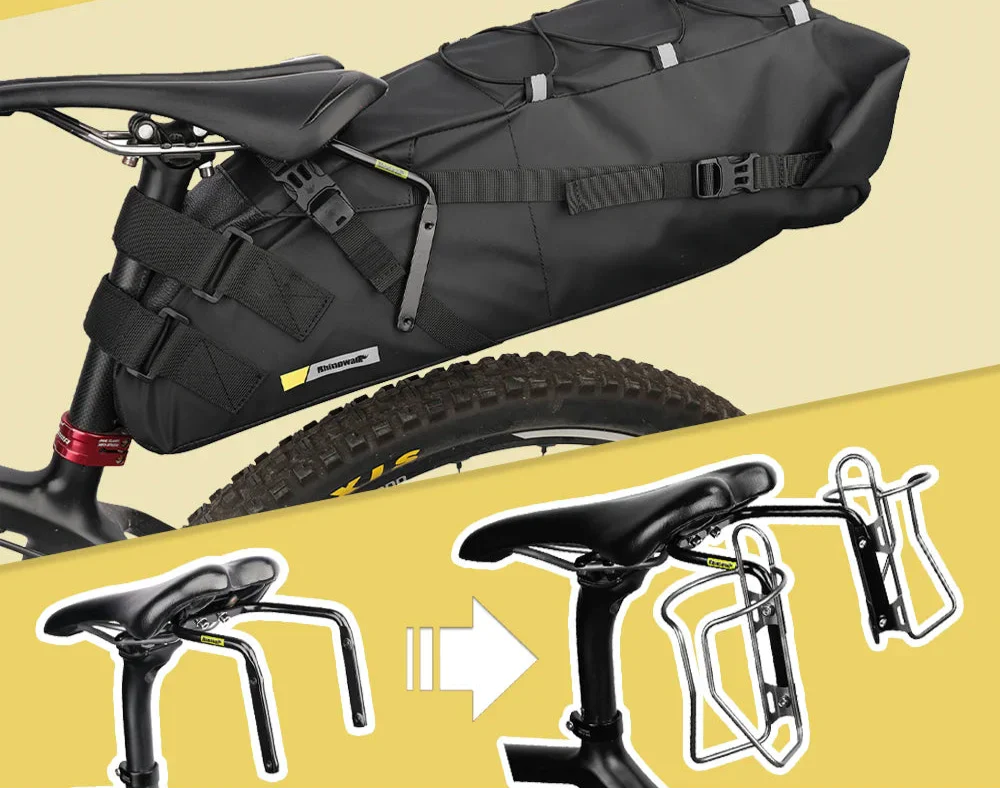 13L Bike Saddlebag with Stabilizer Rack Rainproof Storage Set Black-1