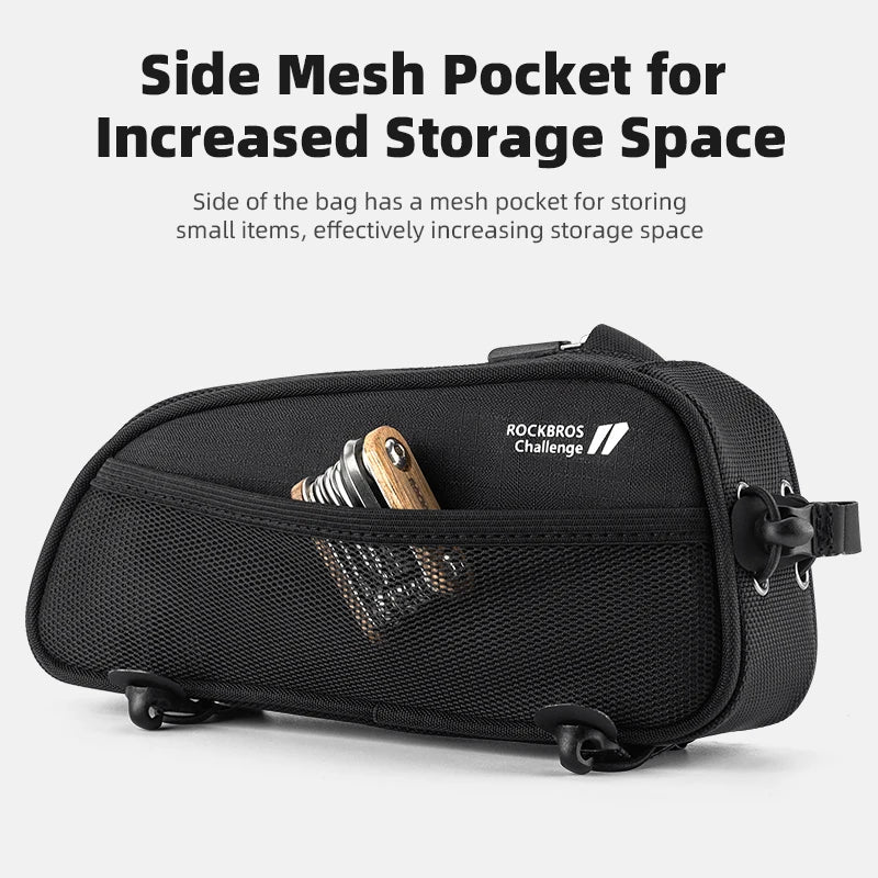 1.3L Waterproof Bicycle Frame Tube Bag with Headphone Jack Black-3