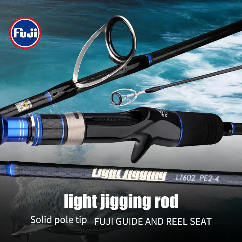 2-Section Carbon Fiber Fast Jigging Rod PE2-4 Spinning Rod Black
