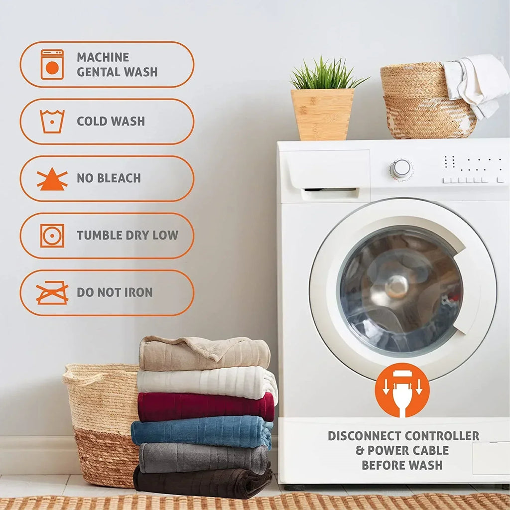 Double-Sided Flannel Electric Blanket with 6 Heating Levels & 5 Timing Options