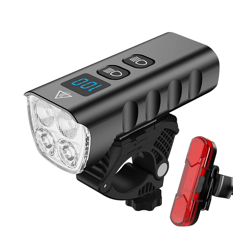 6400mAh Bike Front Light 2400LM LED Headlight Black-0