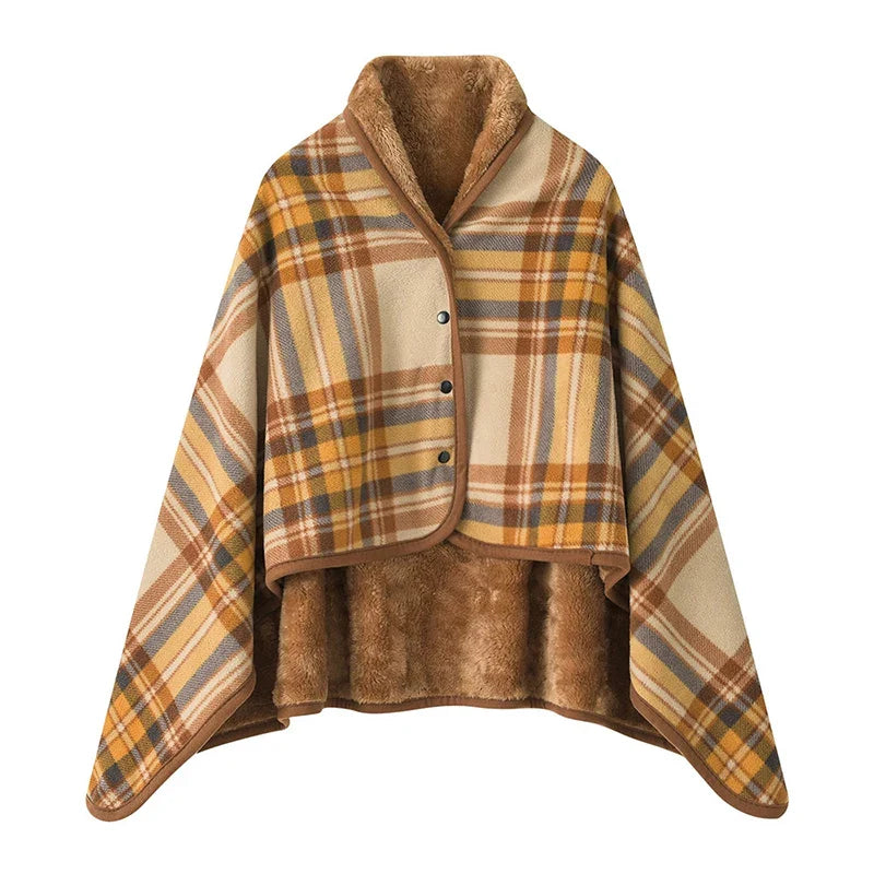 NNEOBA Wearable Plaid Fleece Blanket Shawl