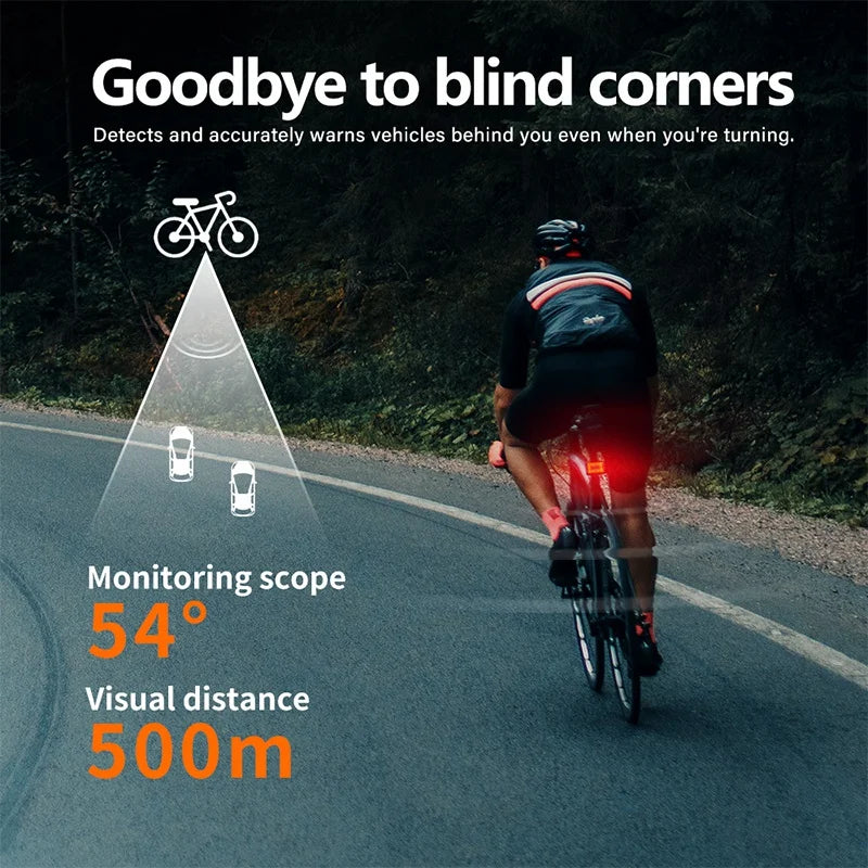Smart Radar Bicycle Tail Light Brake Sensing Black-2