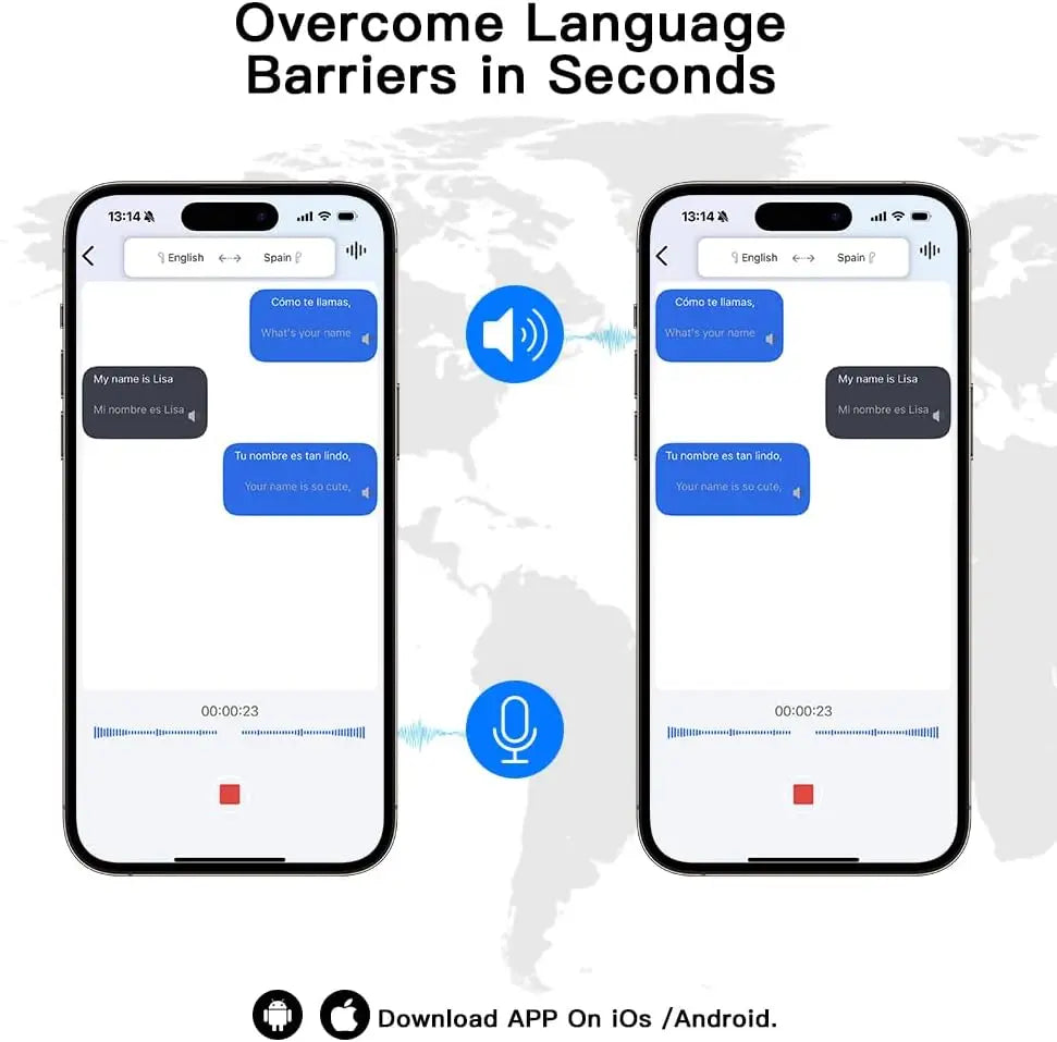 NNEOBA AI Real-Time Translation Wireless Earbuds Blue