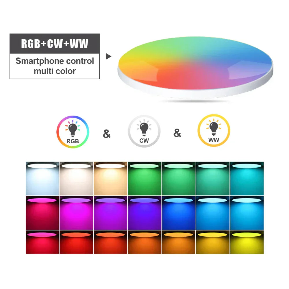 NNEOBA Smart Home Lighting: Tuya Zigbee 3.0 WiFi RGBW LED Ceiling Lamp