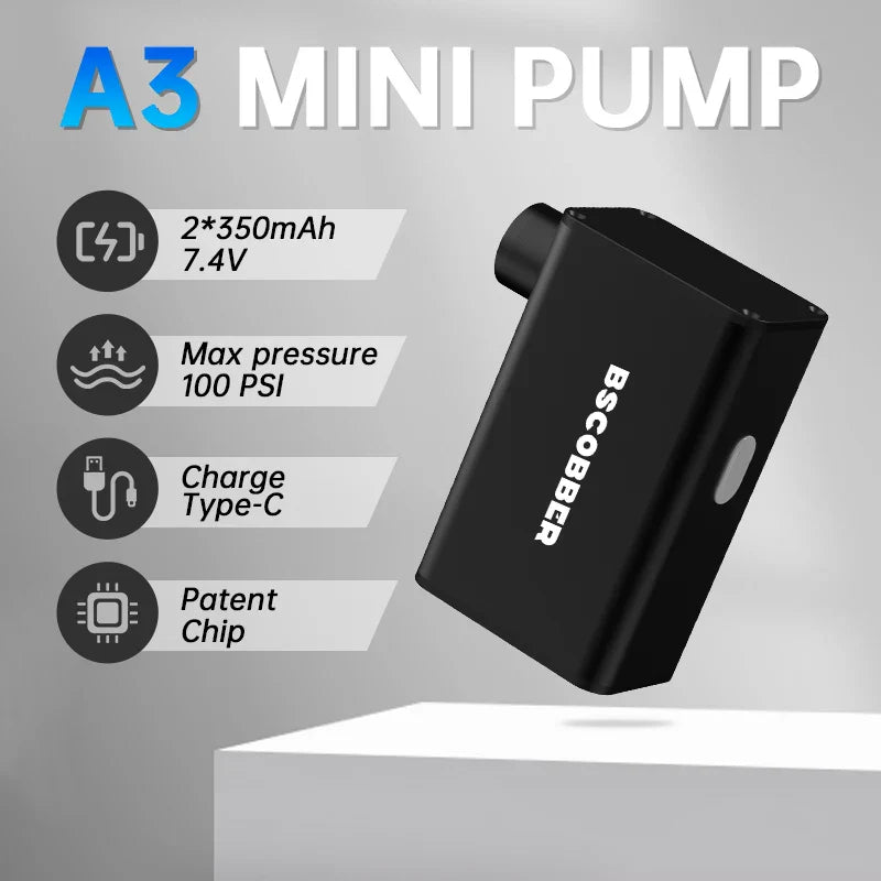 Mini Air Pump Bike 100PSI Rechargeable Wireless Compressor Black-4