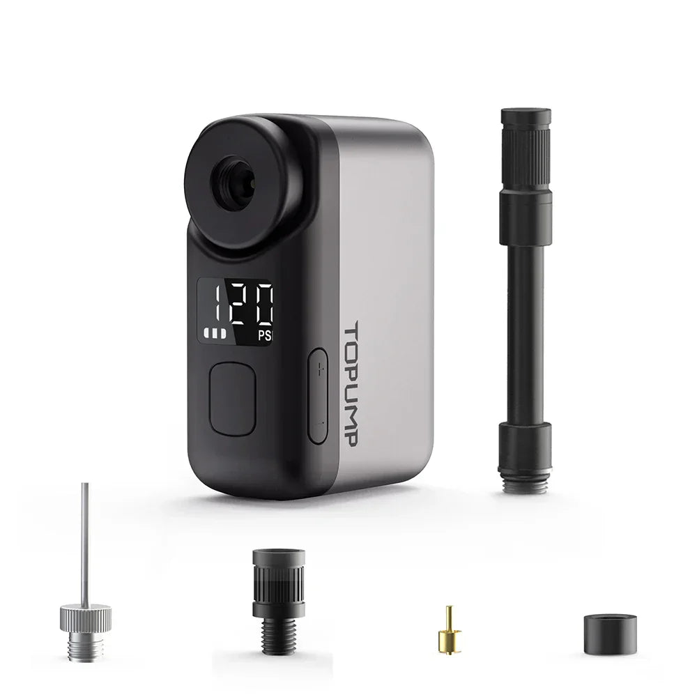 Mini Cordless Electric Bike Pump 120PSI with Screen Fast Charging Grey