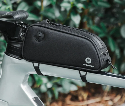 1.3L Waterproof Bicycle Frame Tube Bag with Headphone Jack Black-1