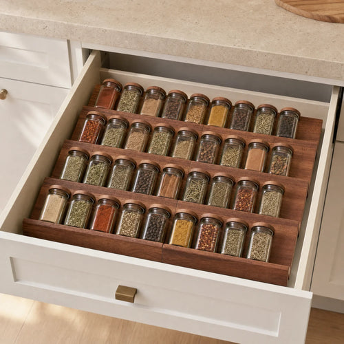 Acacia Drawer Spice Rack 4 Tier - 8 Pack-1