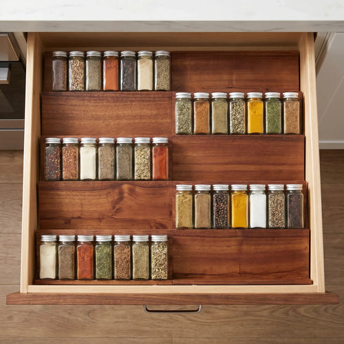 Acacia Drawer Spice Rack 4 Tier - 8 Pack-0