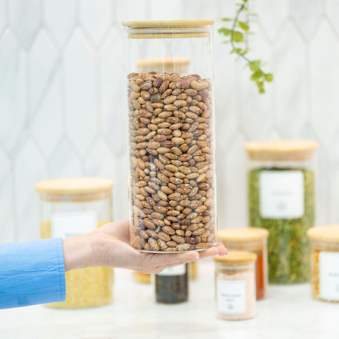 Round Glass Jar with Bamboo Lid - 1750ml-0