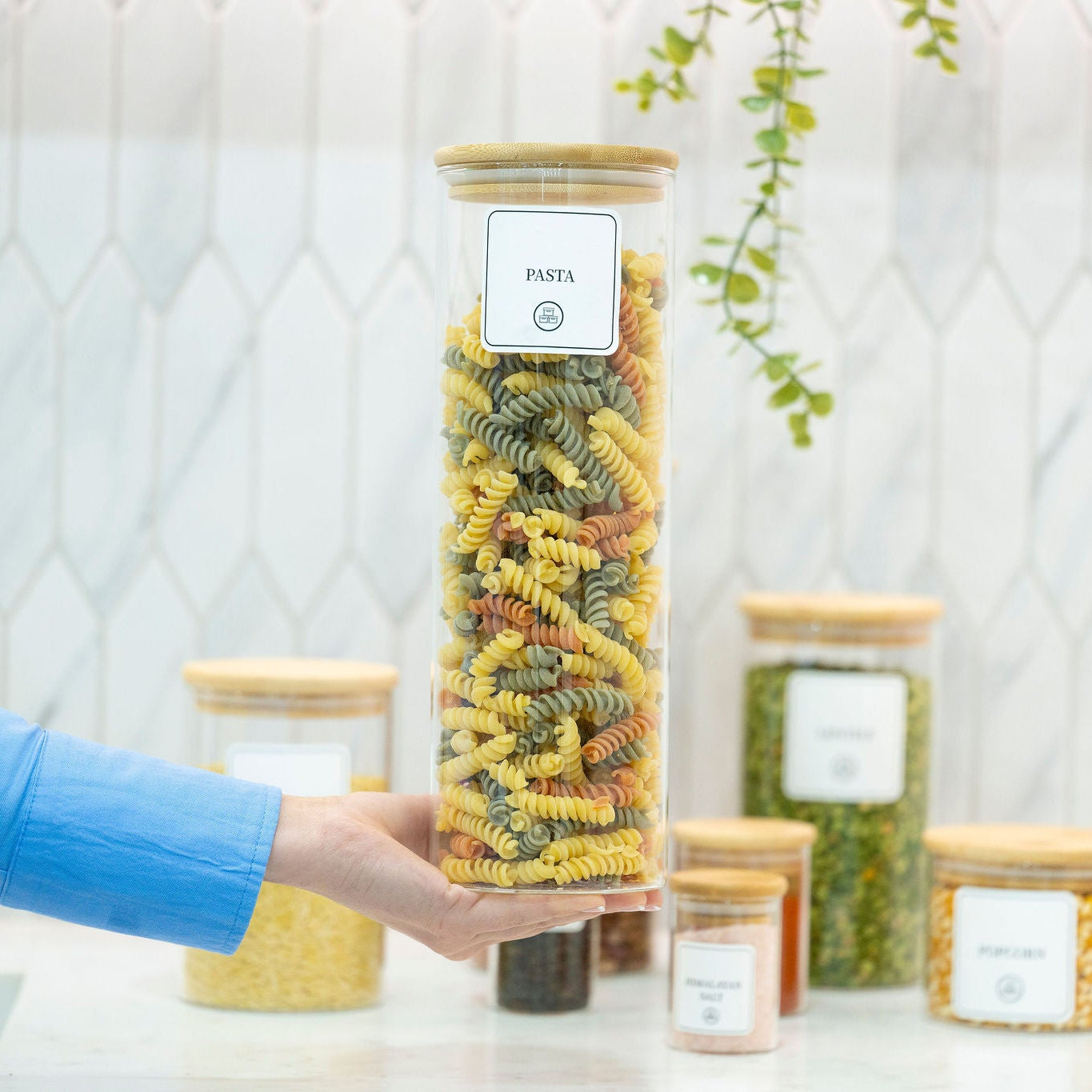 Round Glass Jar with Bamboo Lid - 2100ml-1