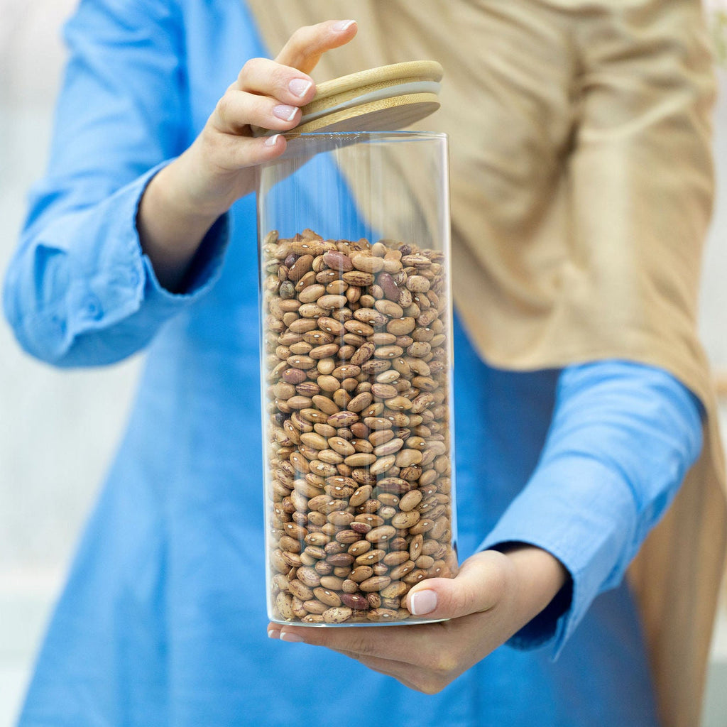 Round Glass Bamboo Storage Jars – 8 Sizes