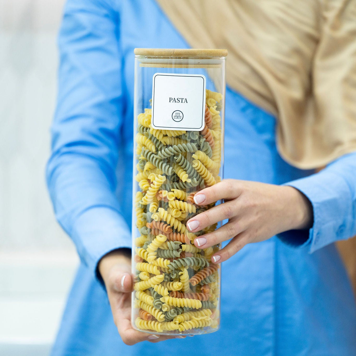 Round Glass Jar with Bamboo Lid - 2100ml-0