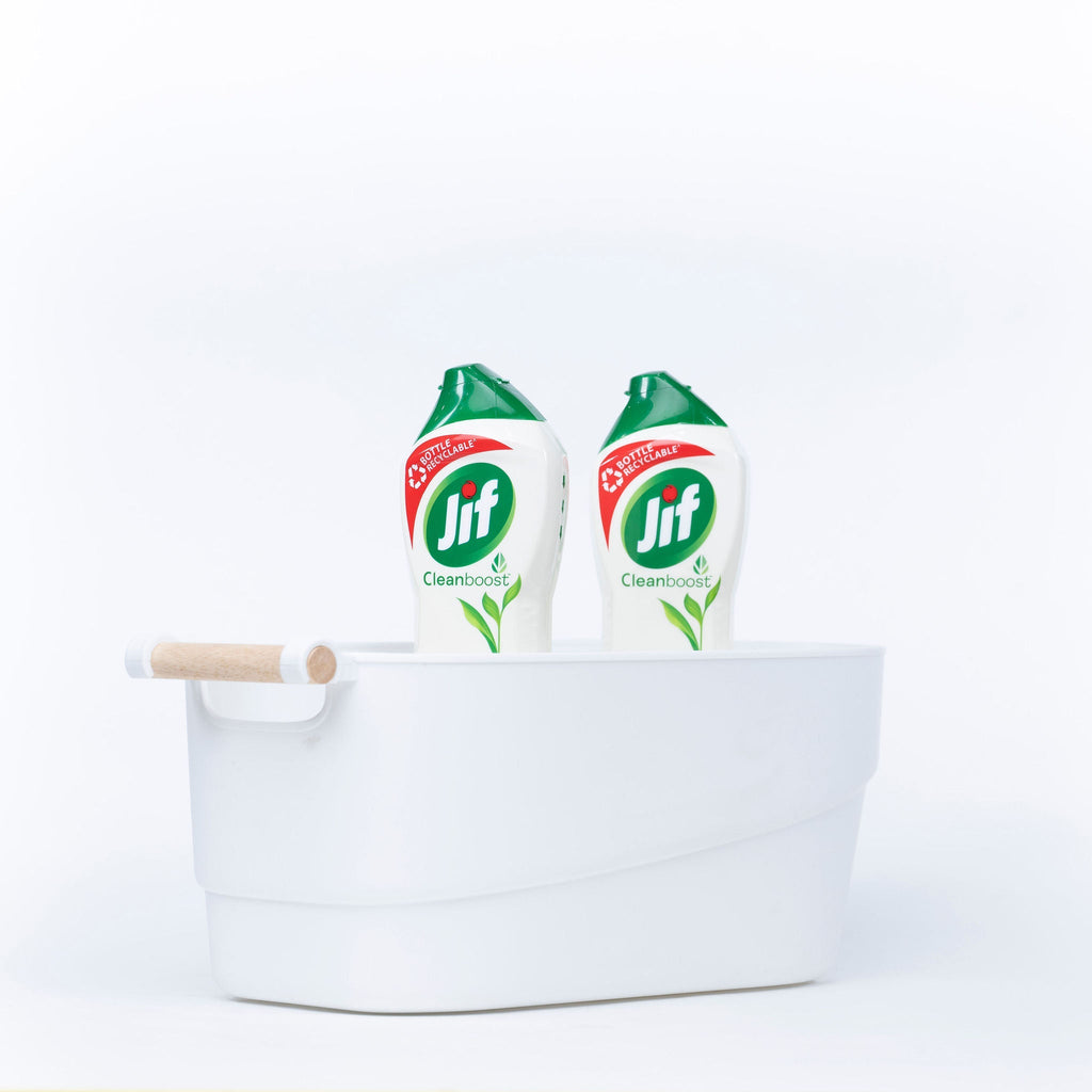 Medium White Storage Tub With Handle-1