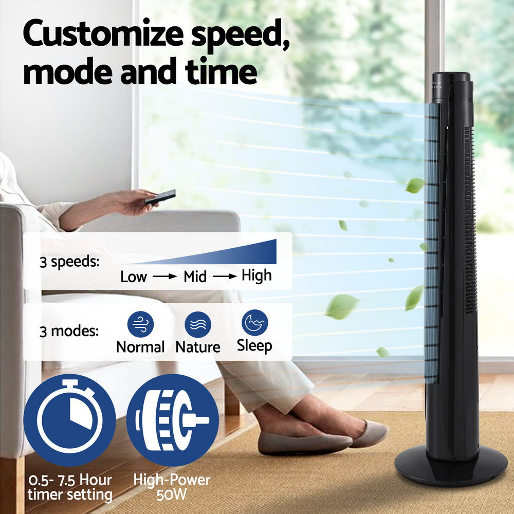 Devanti Tower Fan Oscillating 3 Speeds with Remote 93cm-3