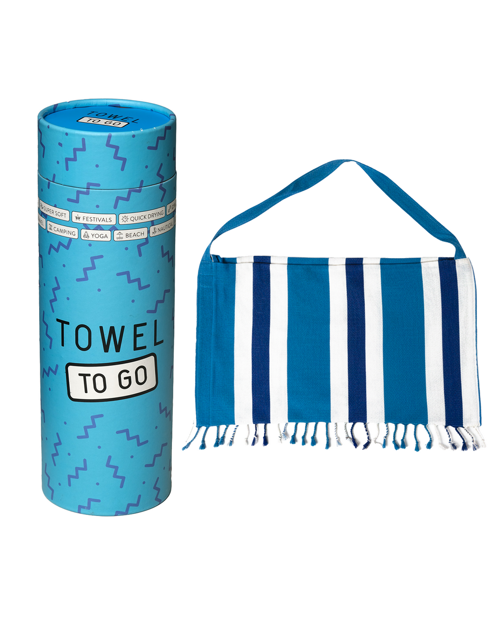 2-in-1 Hammam Towel Bag Coral Coast Blue & Navy – Recycled Cotton-0