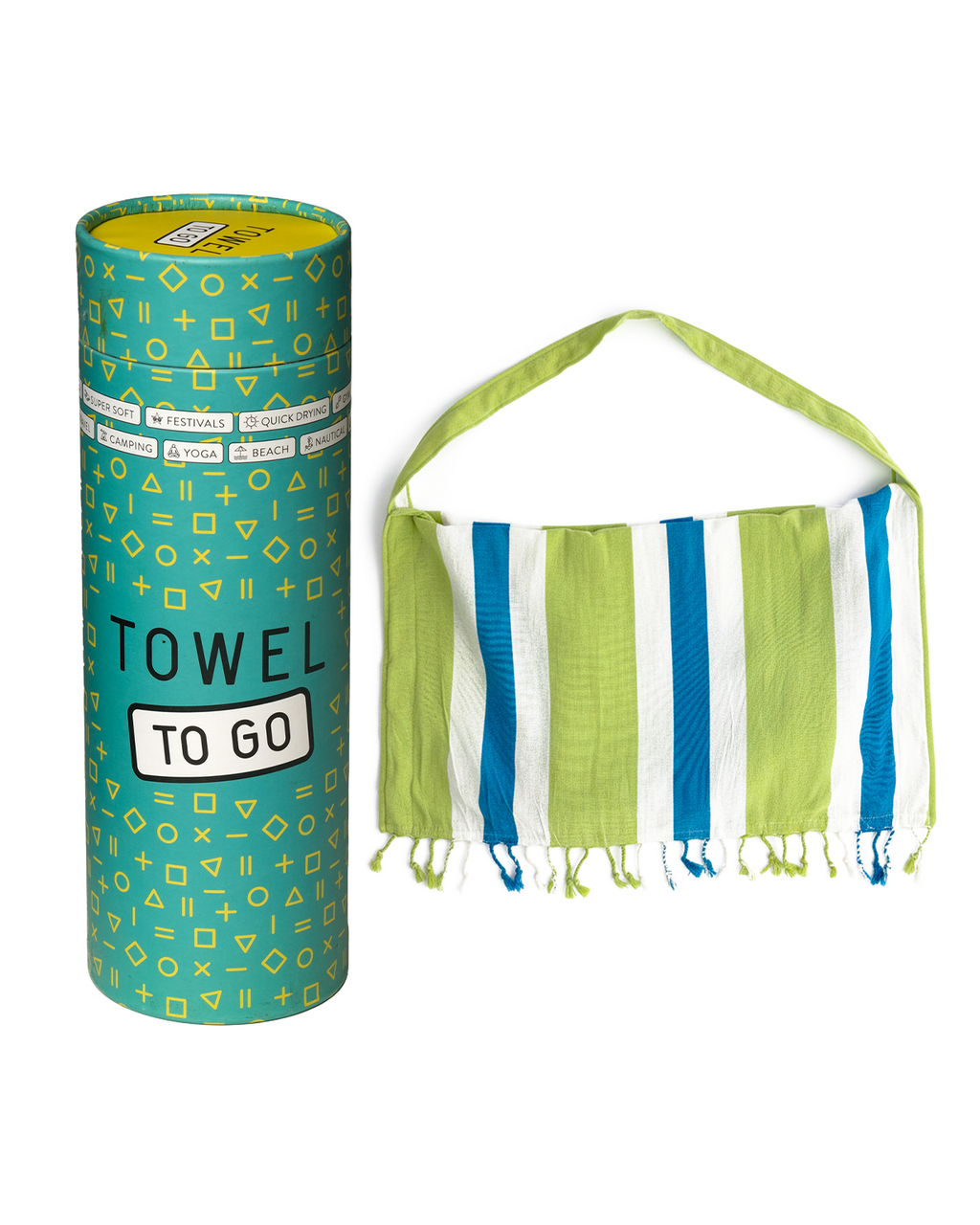 2-in-1 Hammam Towel Bag Coral Coast Lime & Ocean Blue – Recycled Cotton-0