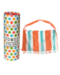 2-in-1 Hammam Towel Bag Coral Coast Orange & Mint – Recycled Cotton-0