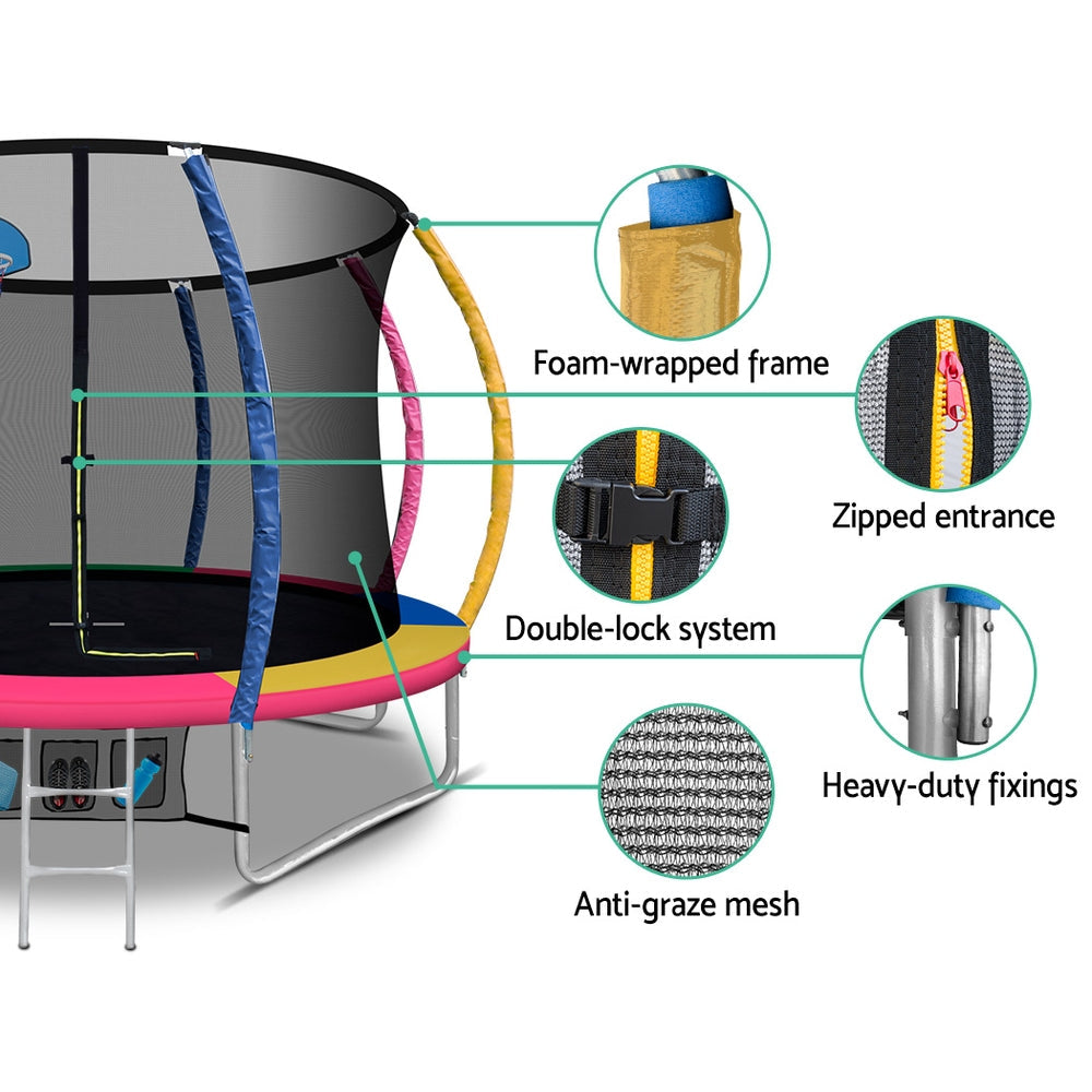 Everfit 10FT Trampoline for Kids w/ Ladder Enclosure Safety Net Rebounder Colors-4