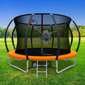 Everfit 10FT Trampoline for Kids w/ Ladder Enclosure Safety Net Rebounder Orange-0