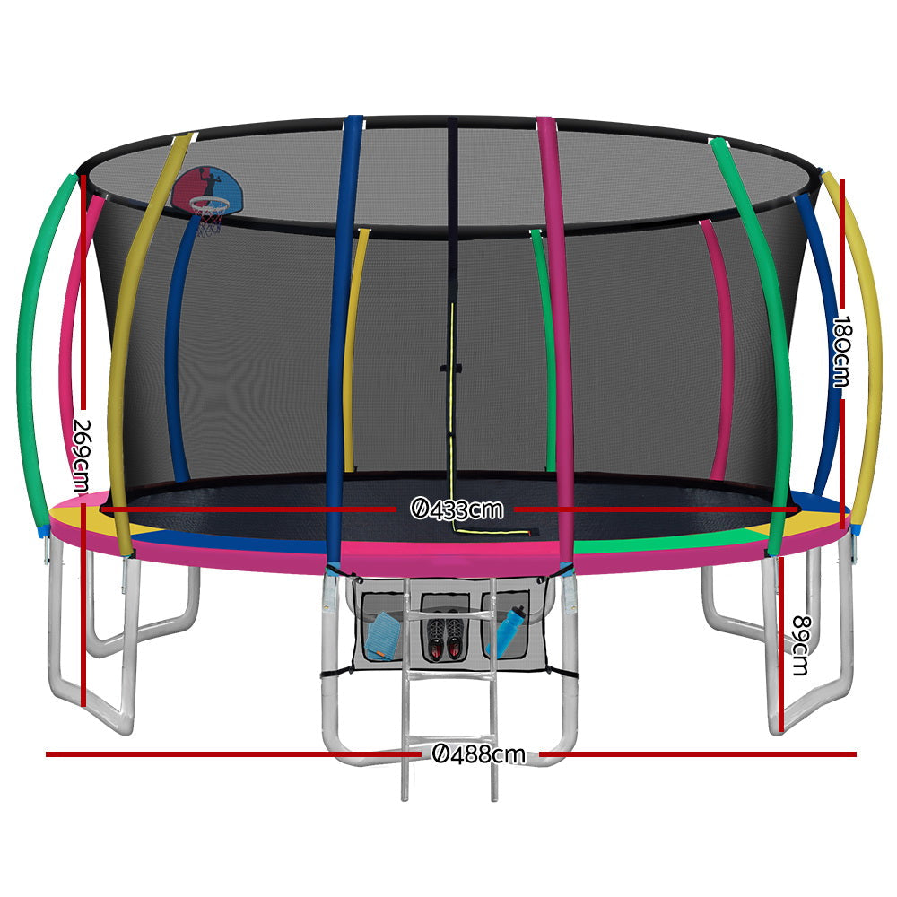 Everfit 16FT Trampoline for Kids w/ Ladder Enclosure Safety Net Rebounder Colors-1