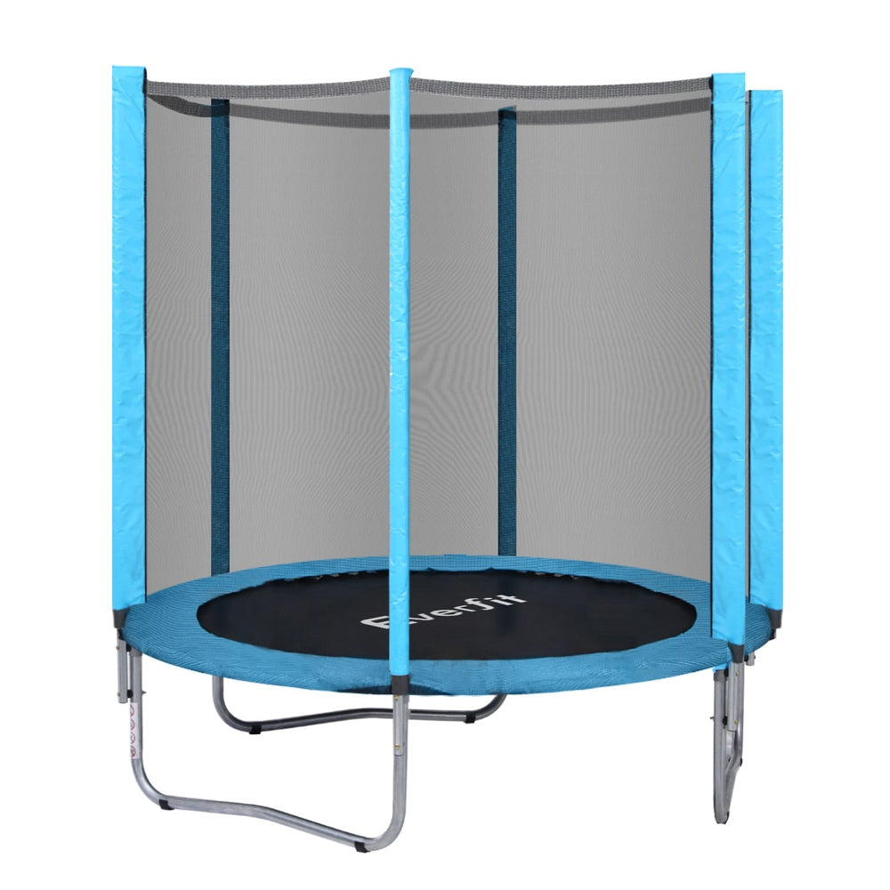 NNEDSZ Everfit Trampoline 6FT Kids Trampolines Safety Net Pad Round Blue