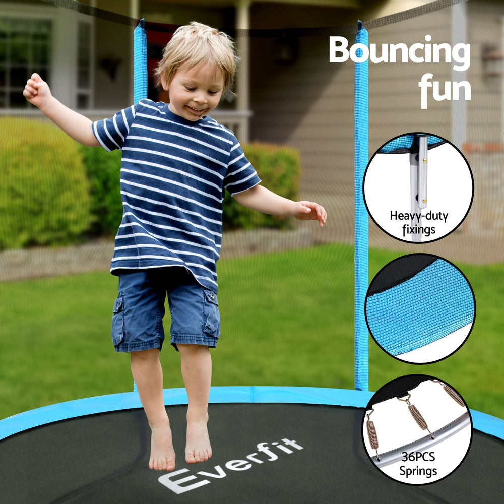 NNEDSZ Everfit Trampoline 6FT Kids Trampolines Safety Net Pad Round Blue