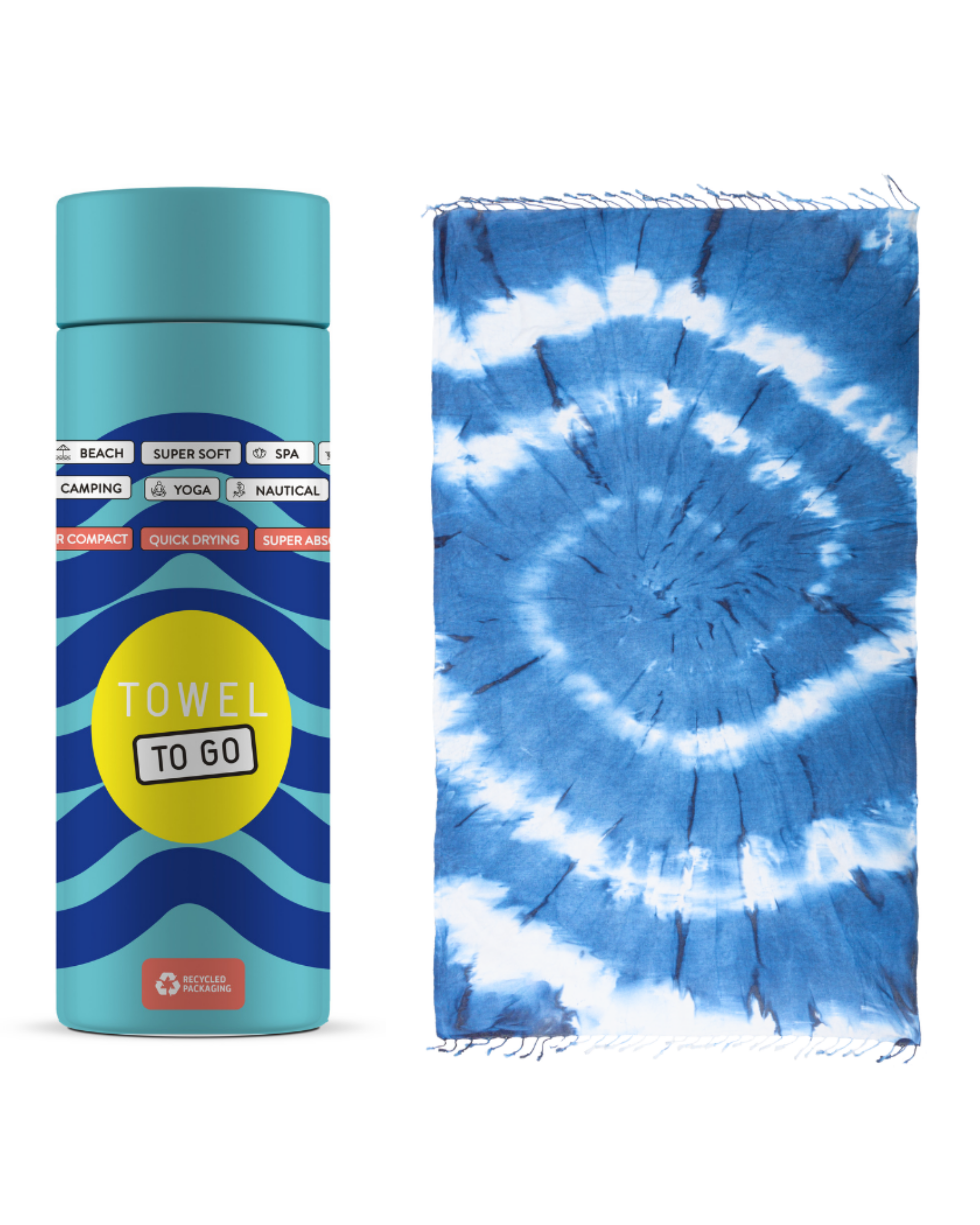 Quick-Dry Cotton Towel – Lightweight Beach & Travel Towel – Ocean Blue – Tie Dye-1