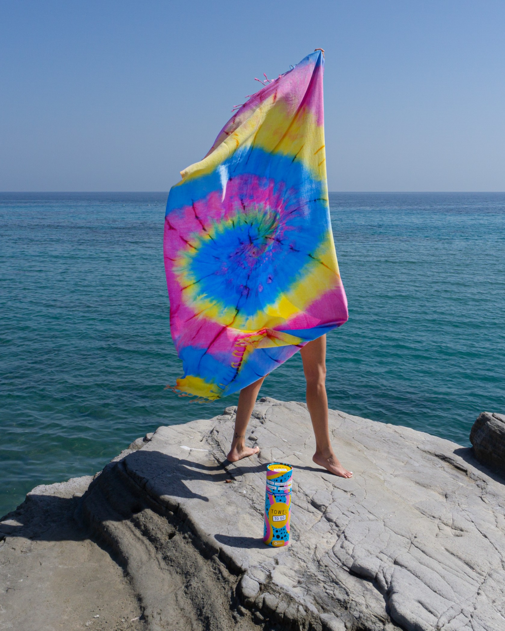 Quick-Dry Cotton Towel – Lightweight Beach & Travel Towel – Ocean Blue & Lemon – Tie Dye-2