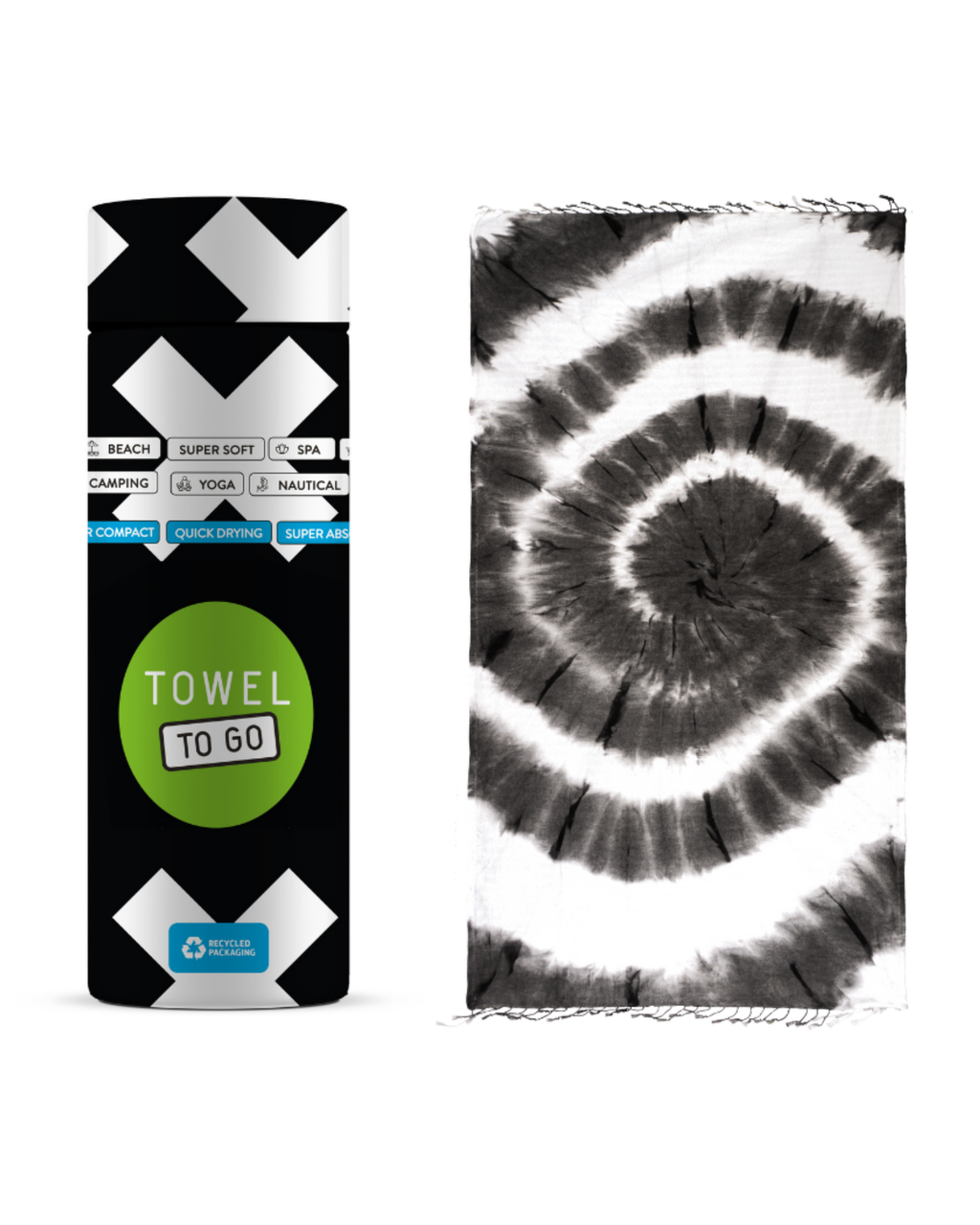 Quick-Dry Cotton Towel – Lightweight Beach & Travel Towel – Black – Tie Dye-1