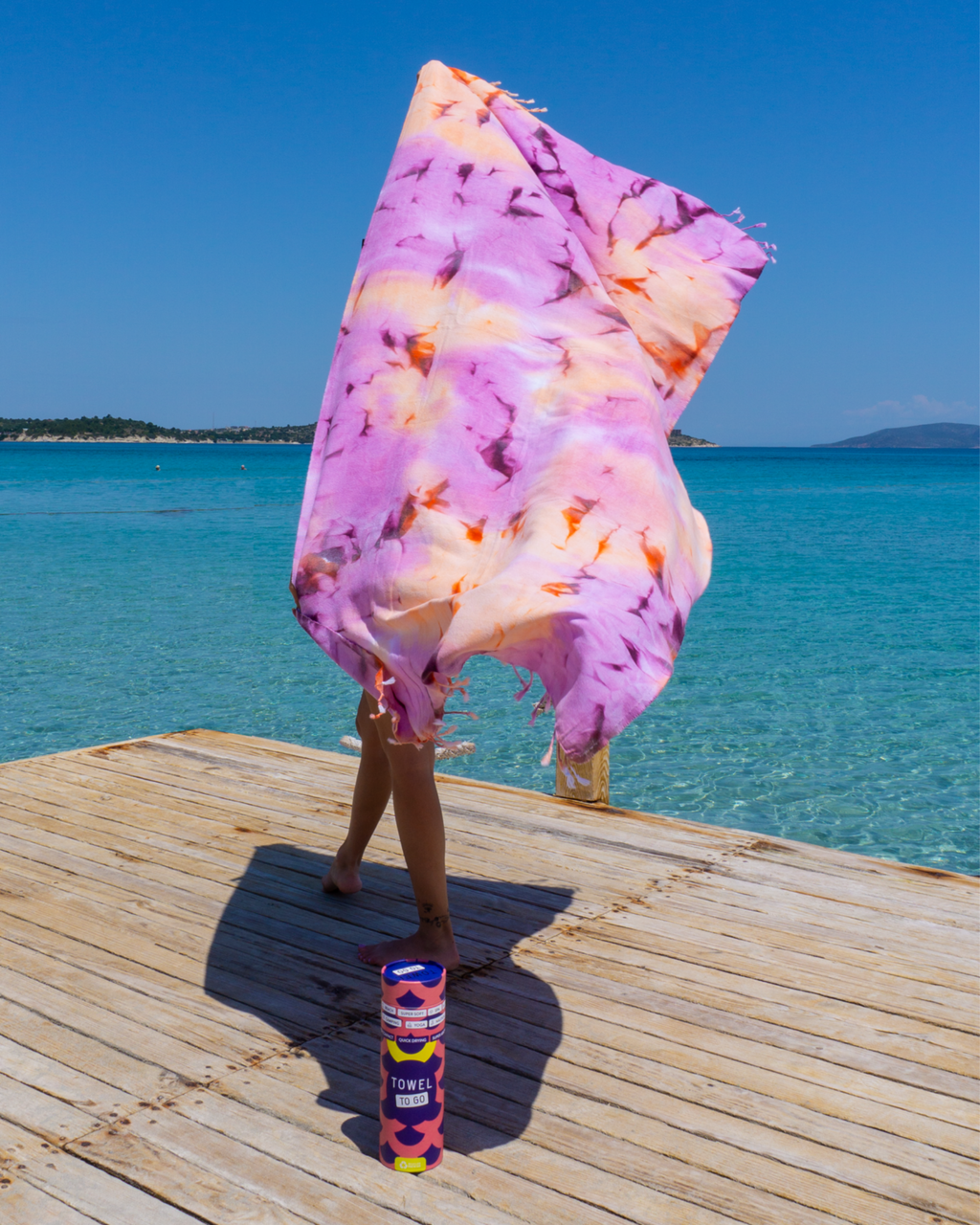 Quick-Dry Cotton Towel – Lightweight Beach & Travel Towel – Violet & Apricot – Tie Dye-0