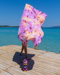 Quick-Dry Cotton Towel – Lightweight Beach & Travel Towel – Violet & Apricot – Tie Dye-0