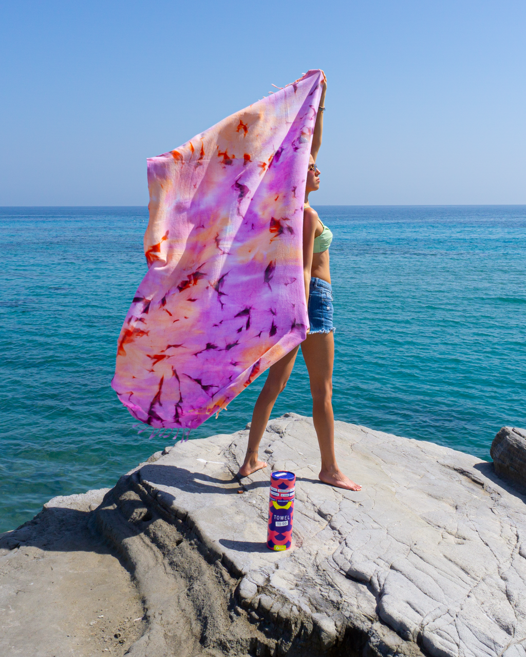 Quick-Dry Cotton Towel – Lightweight Beach & Travel Towel – Violet & Apricot – Tie Dye-2