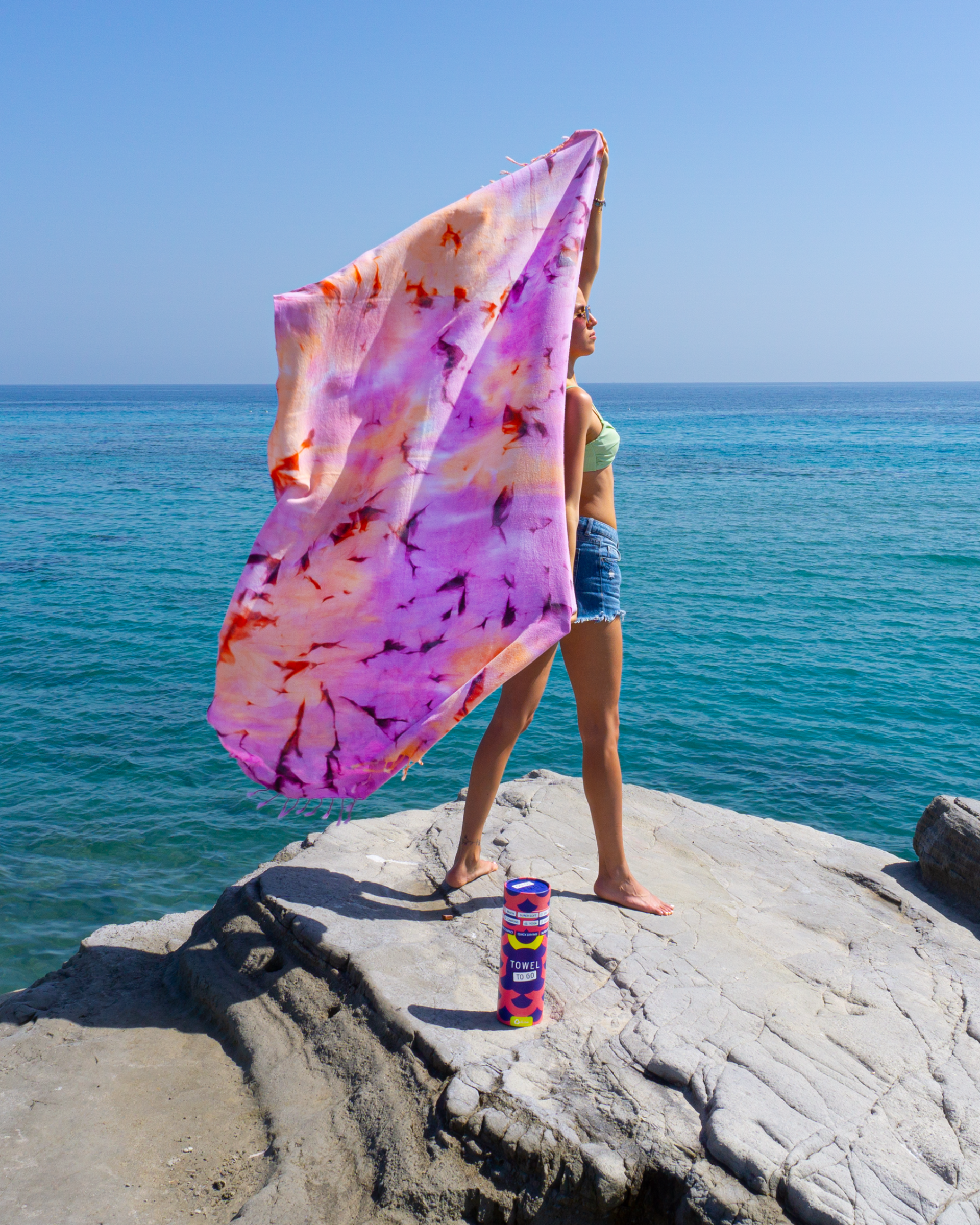 Quick-Dry Cotton Towel – Lightweight Beach & Travel Towel – Violet & Apricot – Tie Dye-2