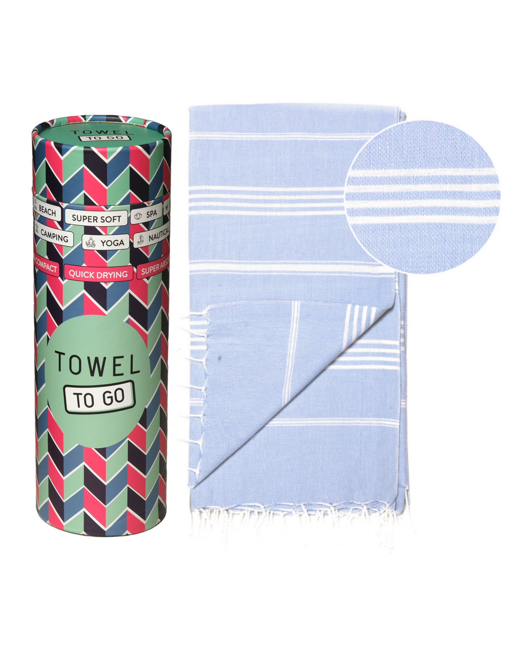 Quick-Dry Cotton Towel – Lightweight Beach & Travel Towel – Light Blue – Ipanema-1