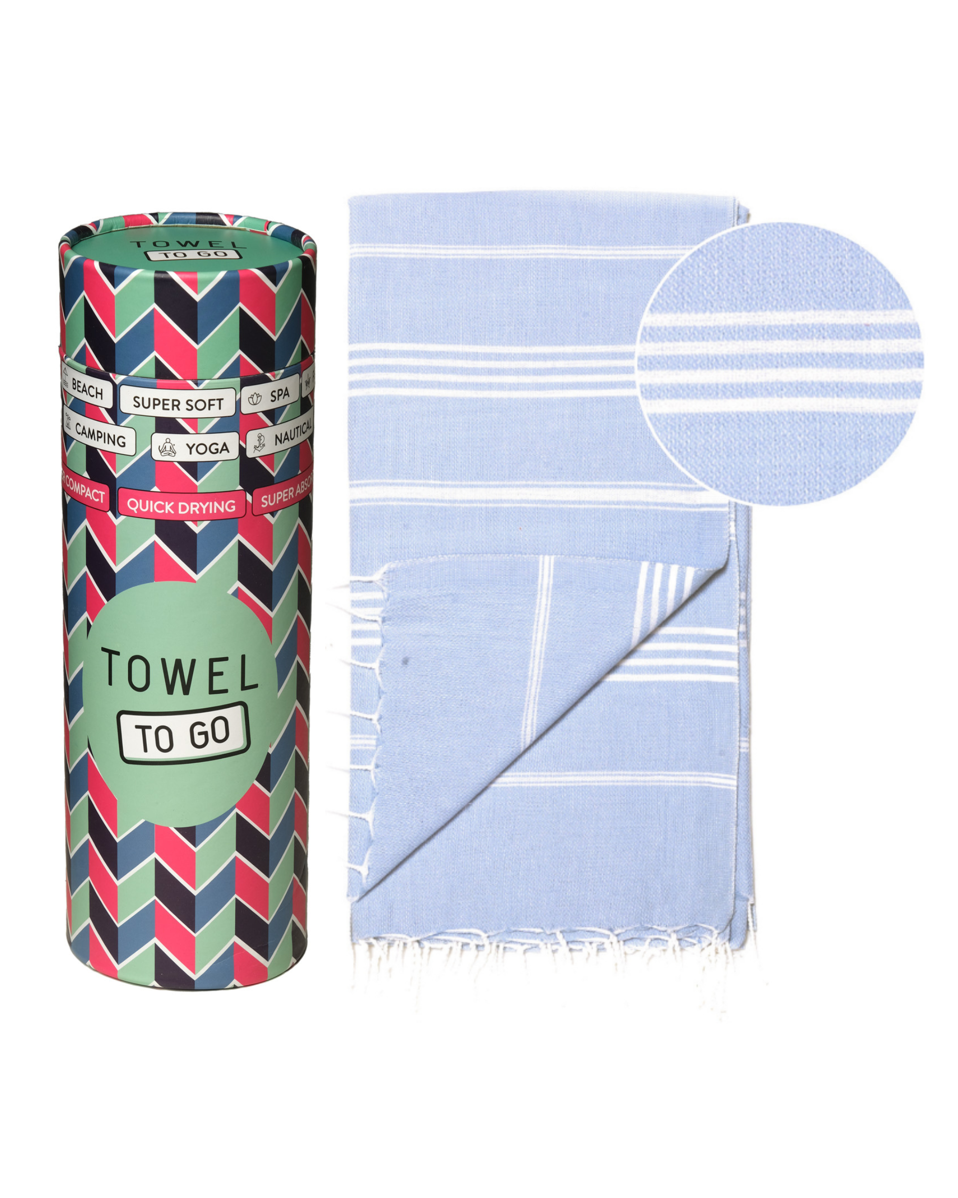Quick-Dry Cotton Towel – Lightweight Beach & Travel Towel – Light Blue – Ipanema-1