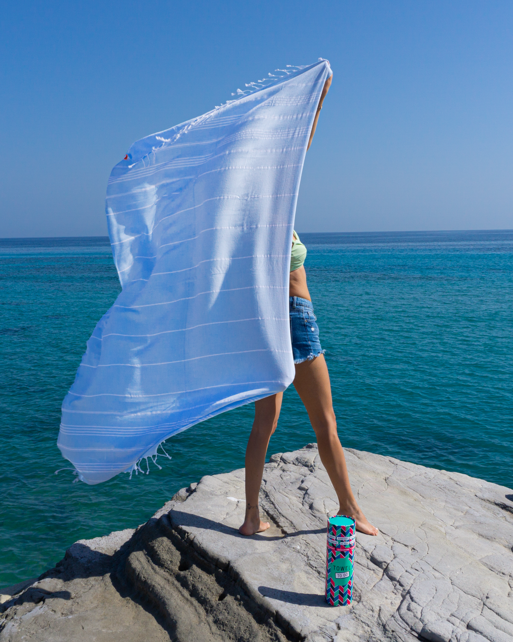 Quick-Dry Cotton Towel – Lightweight Beach & Travel Towel – Light Blue – Ipanema-3