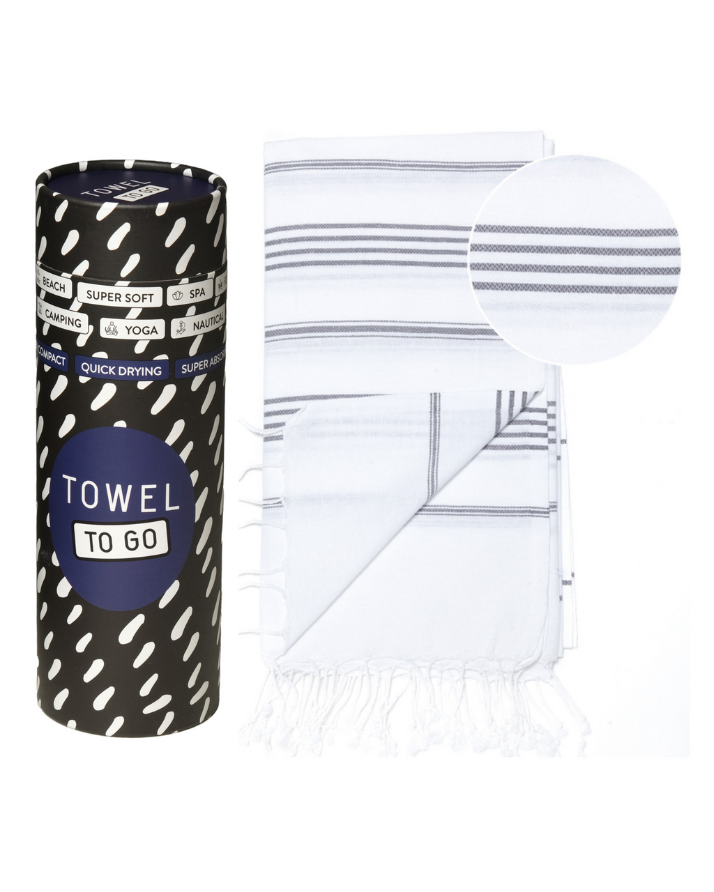 Quick-Dry Cotton Towel – Lightweight Beach & Travel Towel – White – Ipanema-1