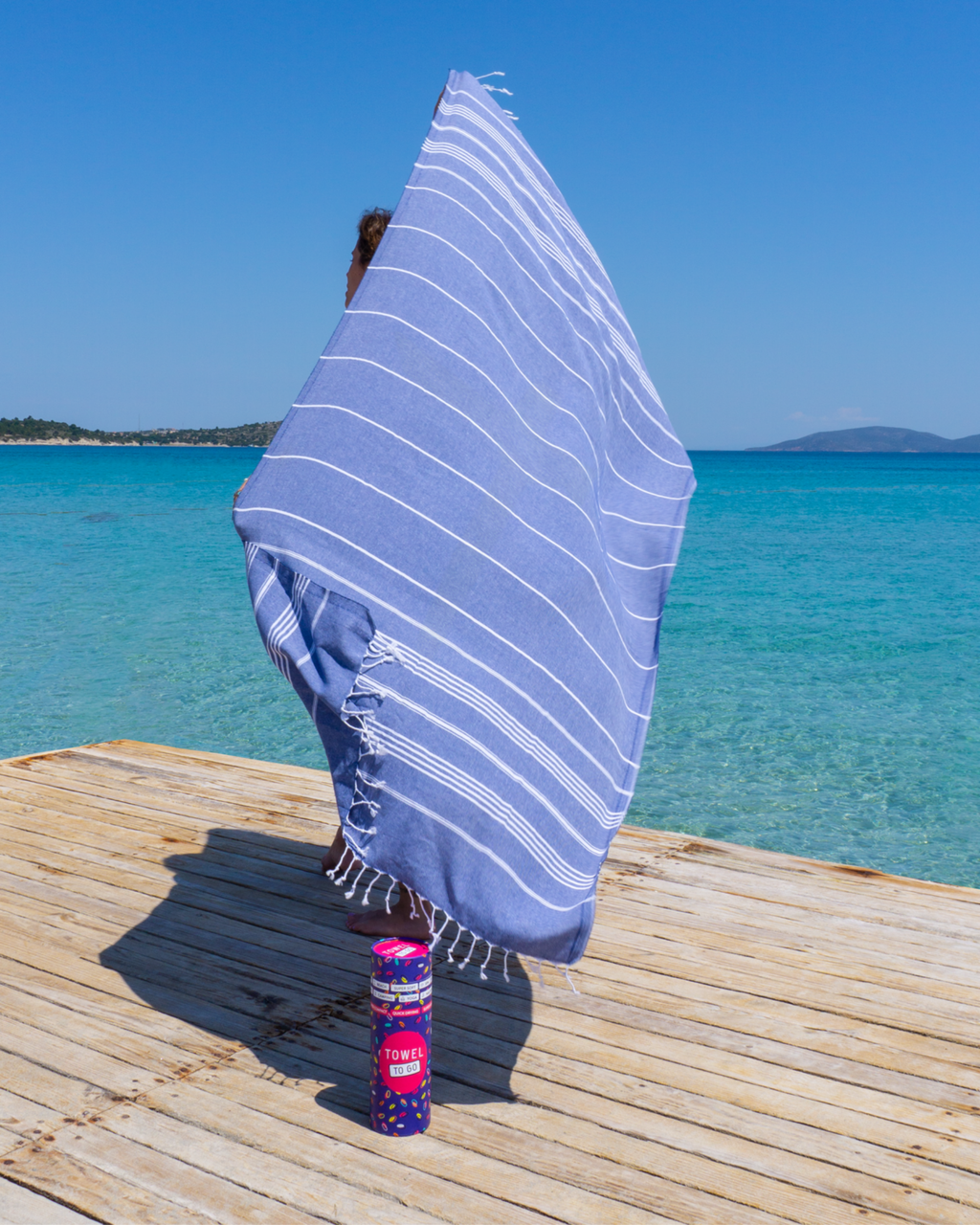Quick-Dry Cotton Towel – Lightweight Beach & Travel Towel – Ocean Blue – Ipanema-0