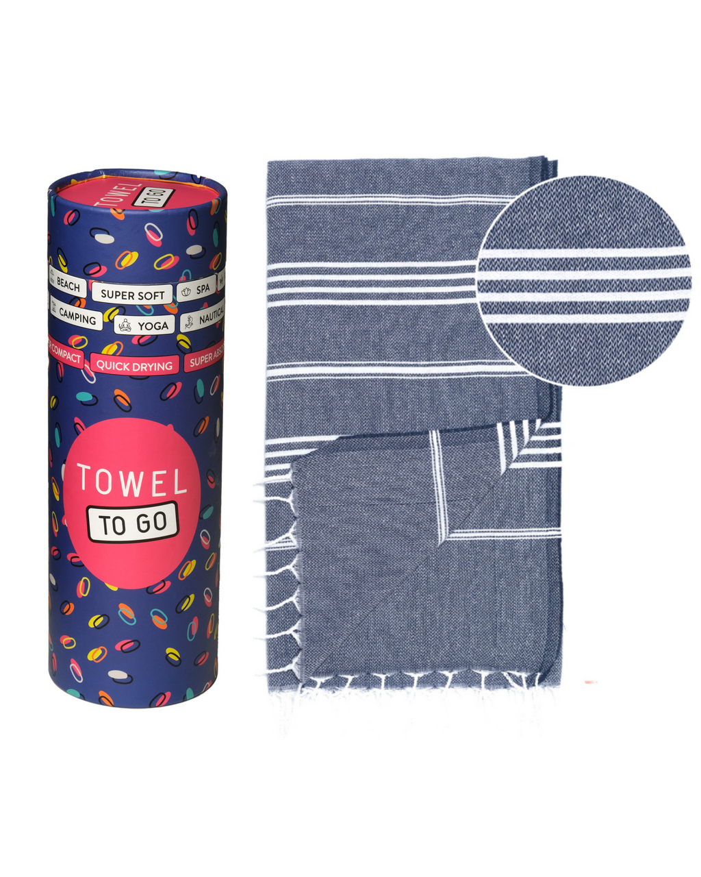 Quick-Dry Cotton Towel – Lightweight Beach & Travel Towel – Ocean Blue – Ipanema-1