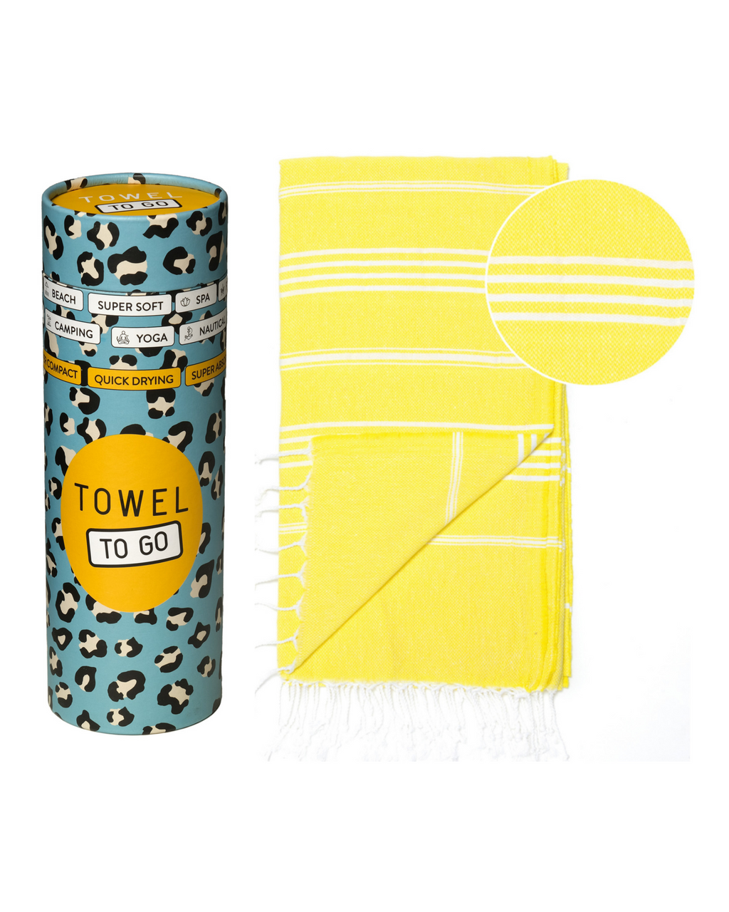 Quick-Dry Cotton Towel – Lightweight Beach & Travel Towel – Lemon – Ipanema-1