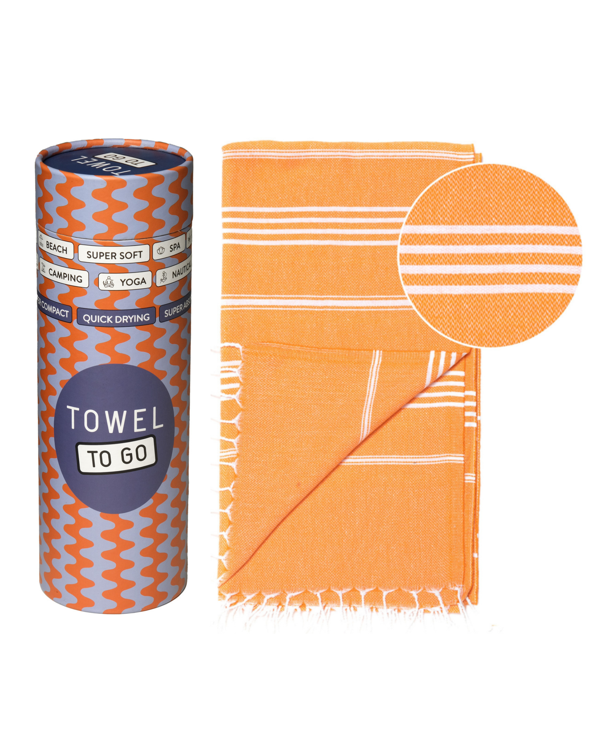 Quick-Dry Cotton Towel – Lightweight Beach & Travel Towel – Orange – Ipanema-1