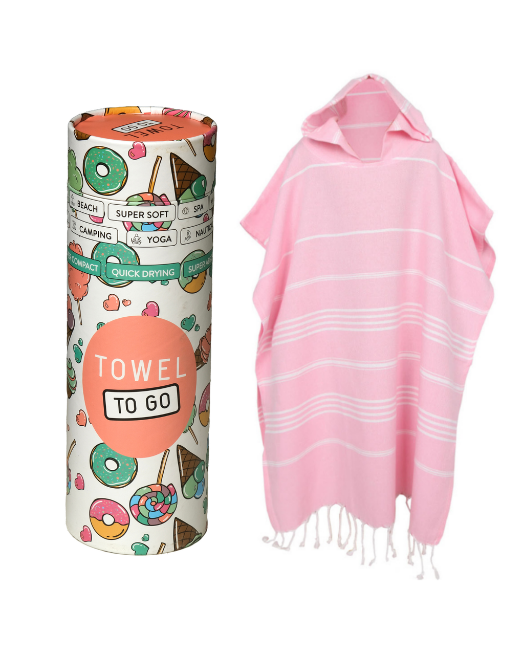 Ipanema Kids Poncho Towel with Recycled Gift Box, Pink-1