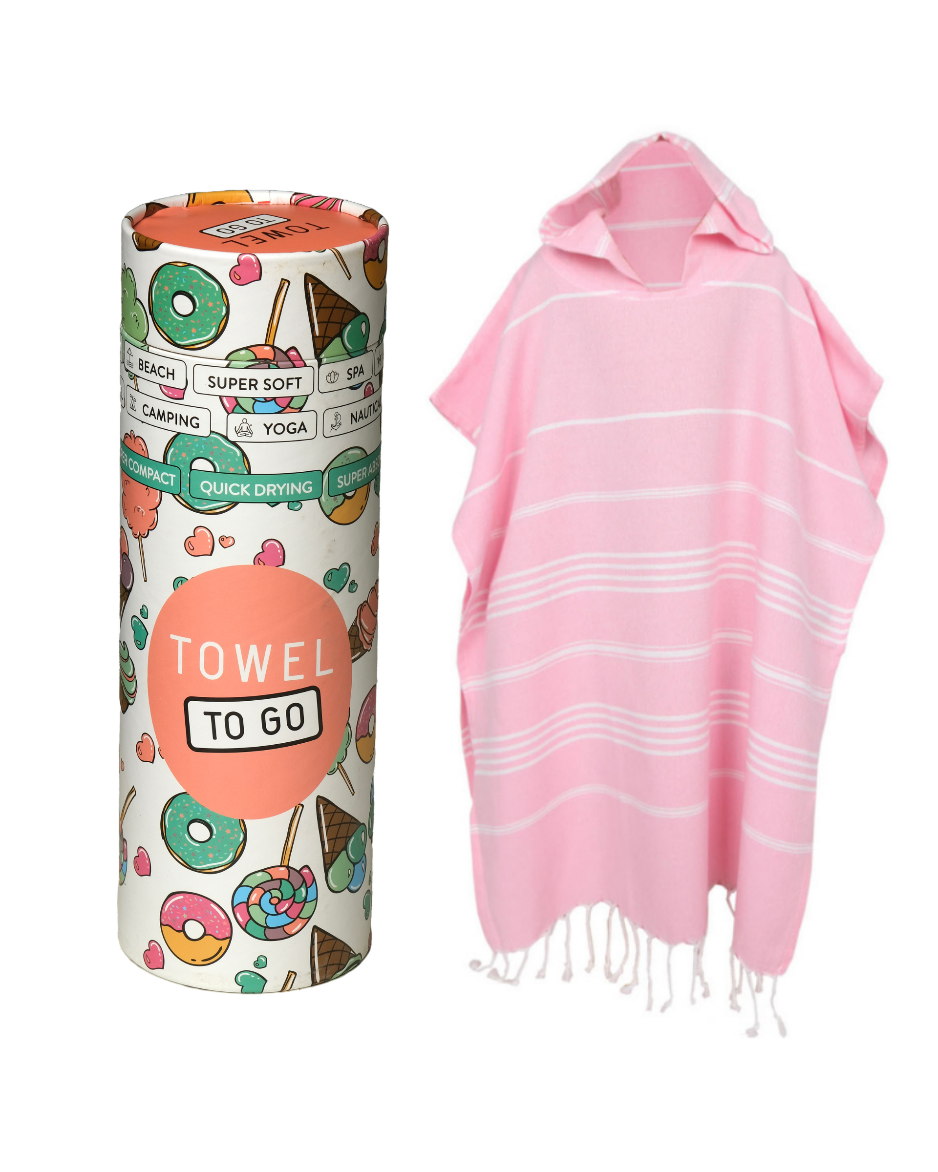 Ipanema Kids Poncho Towel with Recycled Gift Box, Pink-1
