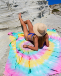 XXL Beach Blanket 200x200 cm Lemon & Mint Tie Dye – Hammam Towel-0